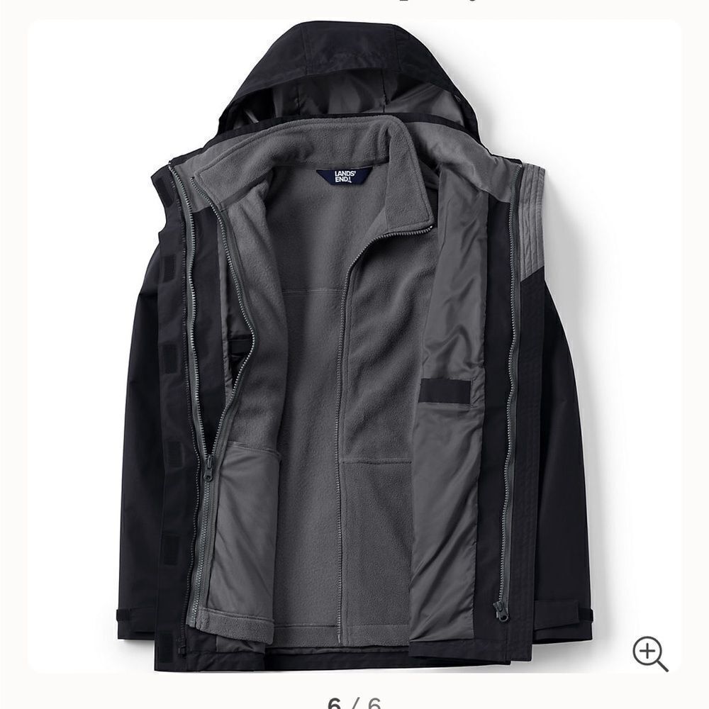 Lands End 3 in 1 Jacket. Black. Sz S.